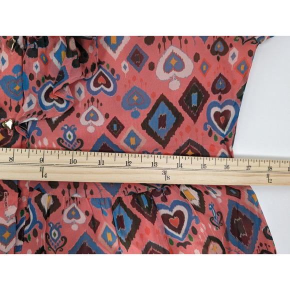 Emily Lovelock Julia Mini Dress in Pink Heart Multi Long Puff Sleeve S US 4-6 - Picture 9 of 12